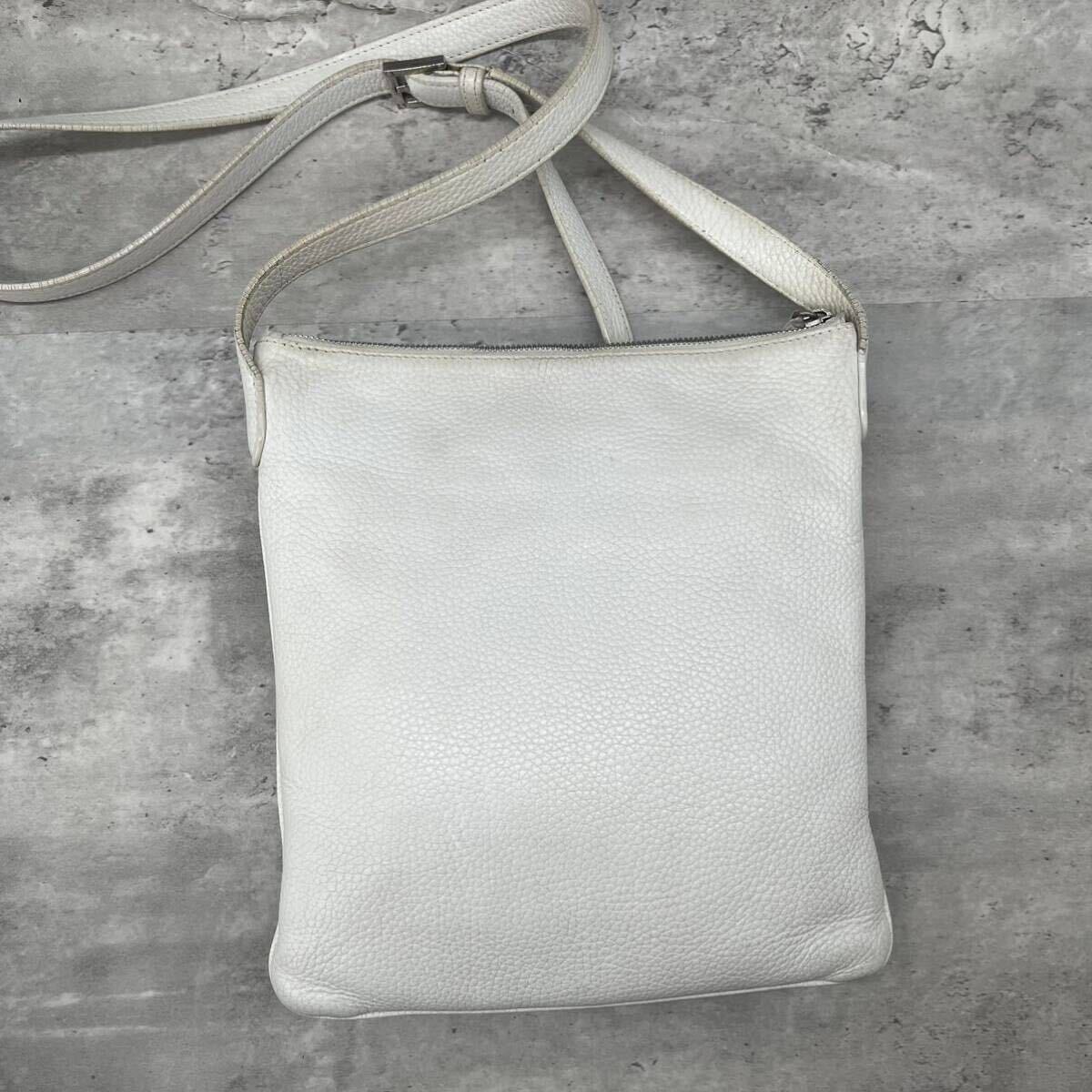 1 иен ~[ супер редкий ] Loewe LOEWE сумка на плечо sakoshu корпус наклонный .. мужской бизнес кожа натуральная кожа заслонка белый 
