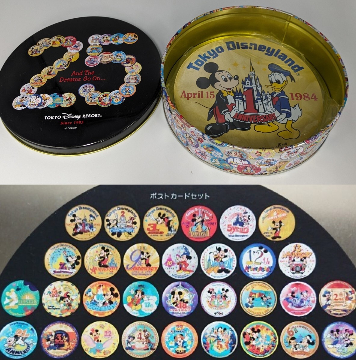 東京ディズニーランド 25周年 缶バッチ形 ポストカードセット 東京ディズニーランド 25周年 缶バッチ形 ポストカードセット