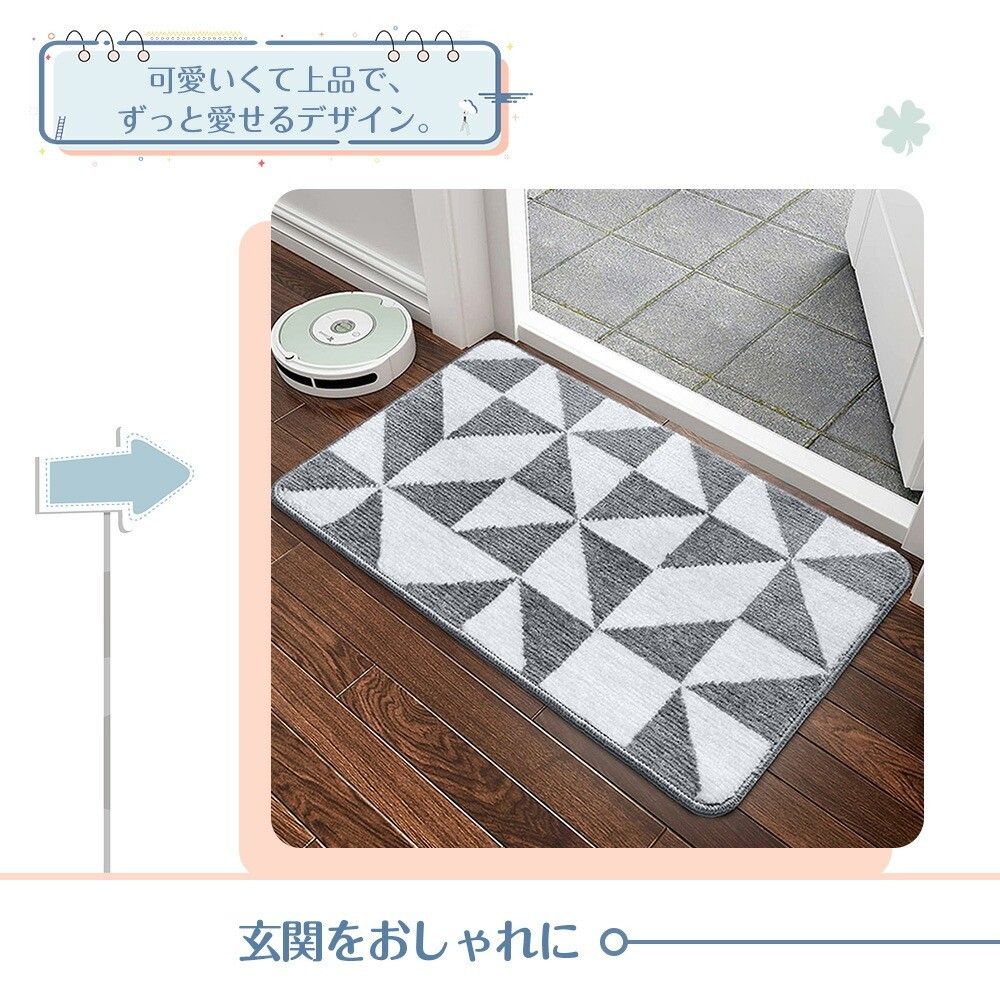 選べる2柄　玄関マット 50×80cm バスマット 室内　屋内 屋外 滑り止め