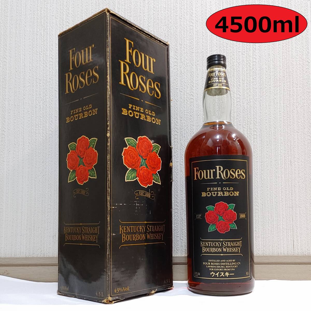 【全国送料無料】Four Roses FINE OLD KENTUCKY STRAIGHT BOURBON WHISKEY　43度　4500ml【フォアローゼズ フォアローゼス 黒 ブラック】_画像1