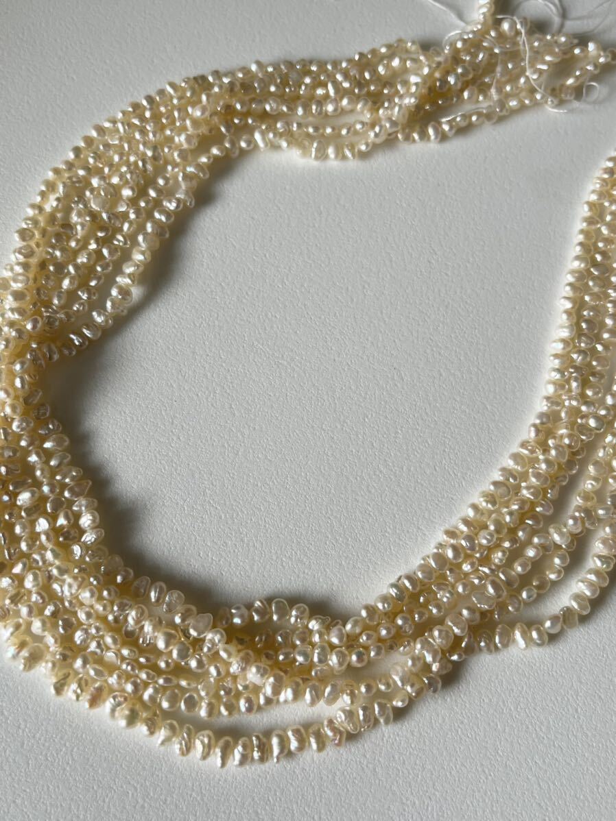 【1連価格3-4mm】ケシパール 淡水パール 高品質 真珠 無核 素材 テリつやあり の画像3