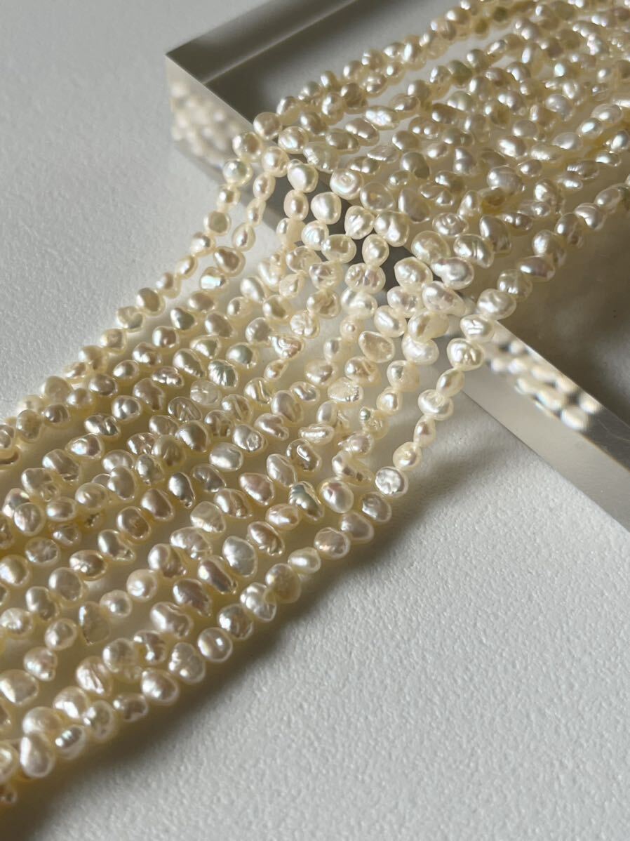 【1連価格3-4mm】ケシパール 淡水パール 高品質 真珠 無核 素材 テリつやあり の画像1