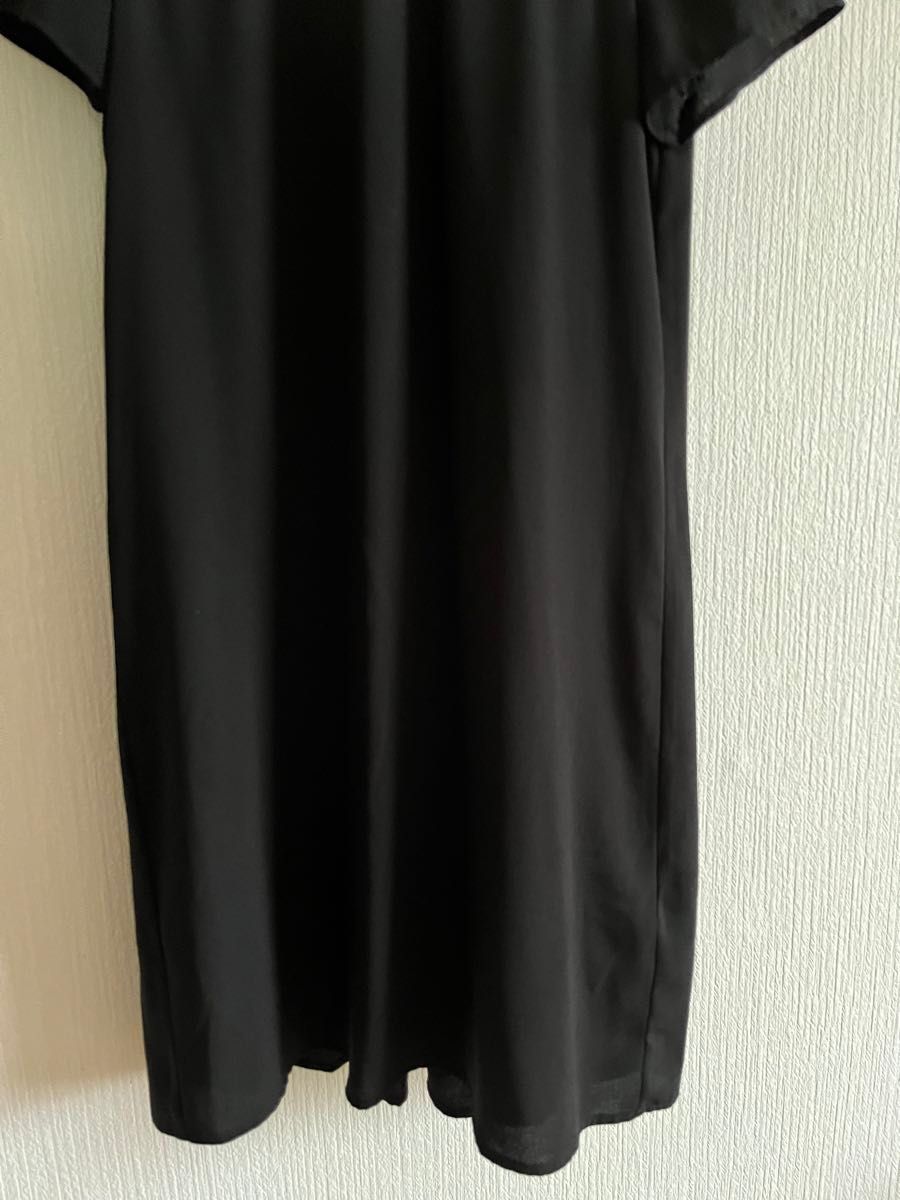 [美品]ZARA BASICザラベーシックワンピース　黒　　　ブラック　Mサイズ レース　半袖