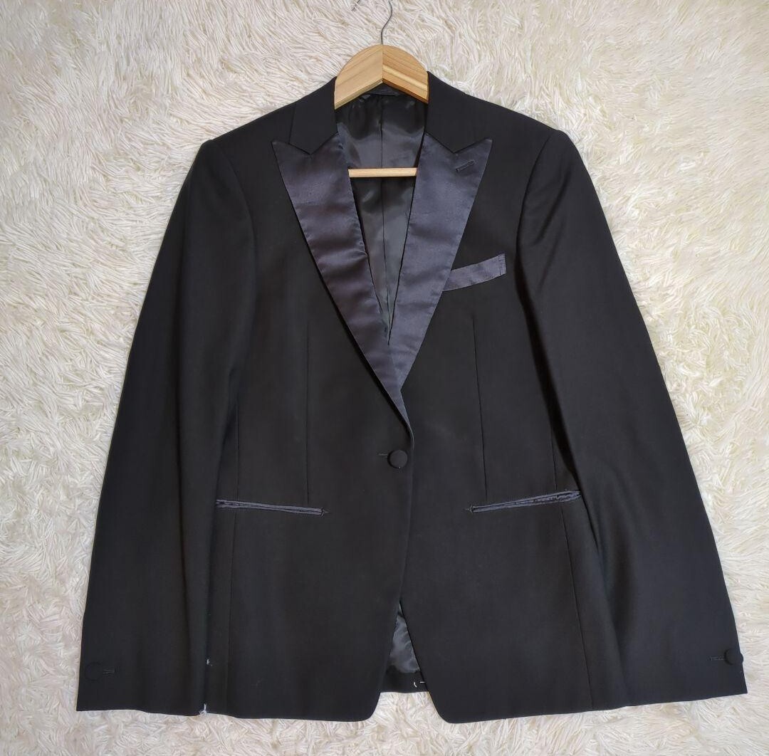 [ ultimate beautiful goods ] junhashimoto Jun is si Moto tuxedo suit setup black silk total reverse side wool type . ceremony formal M 1 jpy 