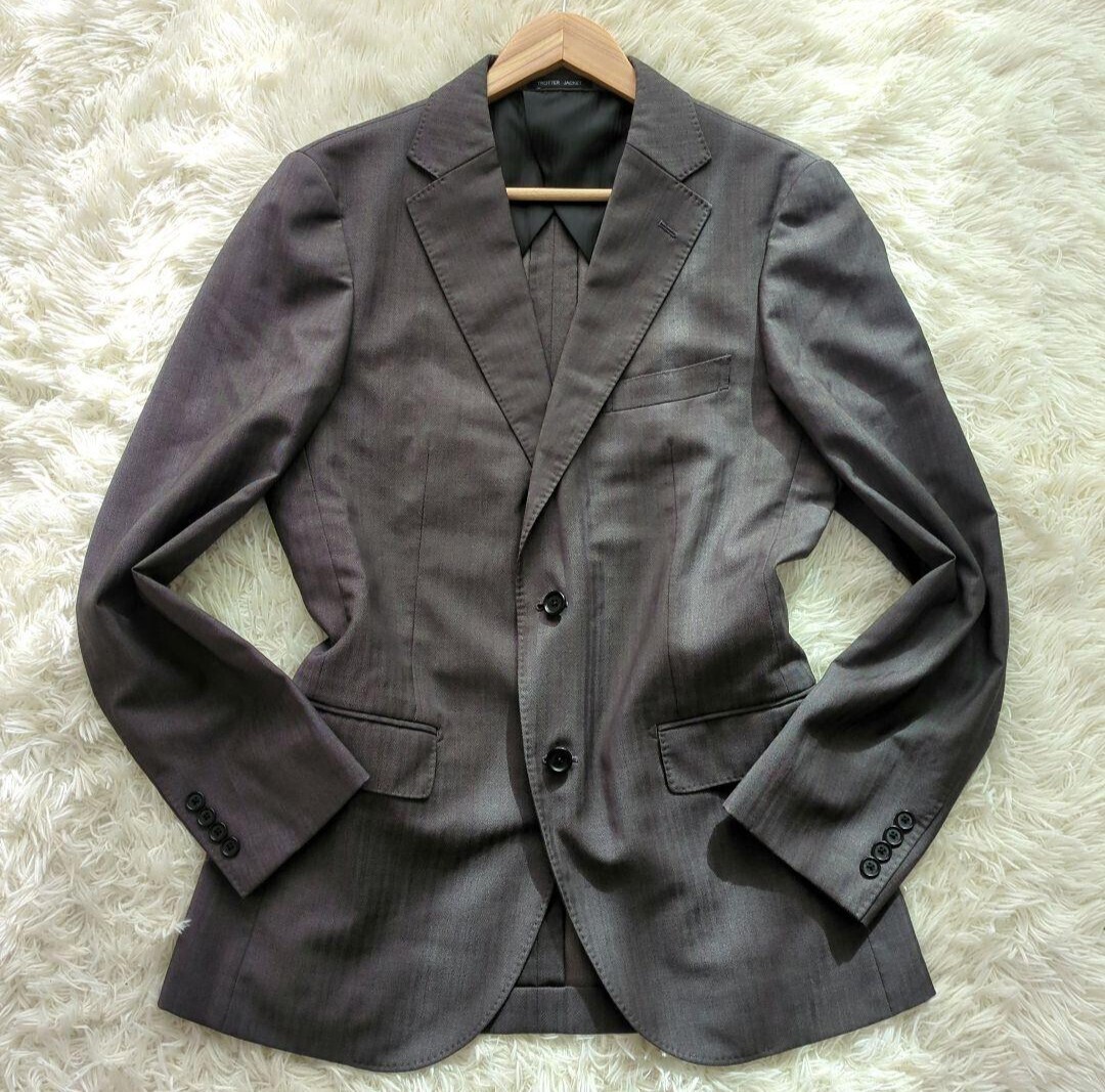 [ rare XL size ] Macintosh firosofi-(ALFRED BROWN cloth ) Toro ta- suit setup 2B unlined in the back gray 42 beautiful goods 1 jpy ~
