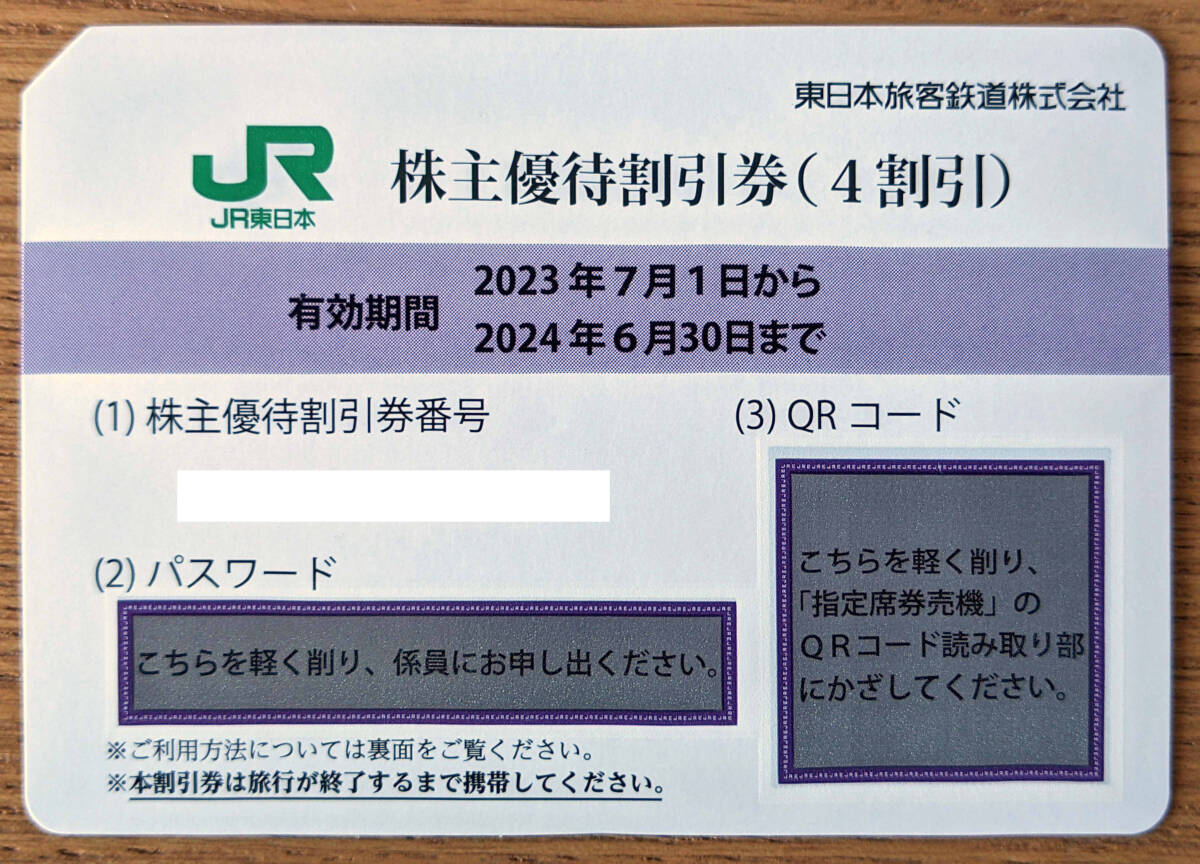 JR東日本 株主優待割引券 4割引 東日本旅客鉄道株式会社 有効期限2024.06.30 夏期休暇 コード即日通知無料 ④_画像1