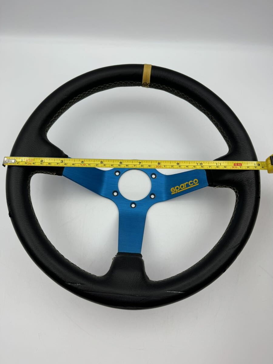 SPARCO blue Sparco steering gear steering wheel steering gear leather that time thing / old car etc. present condition goods 