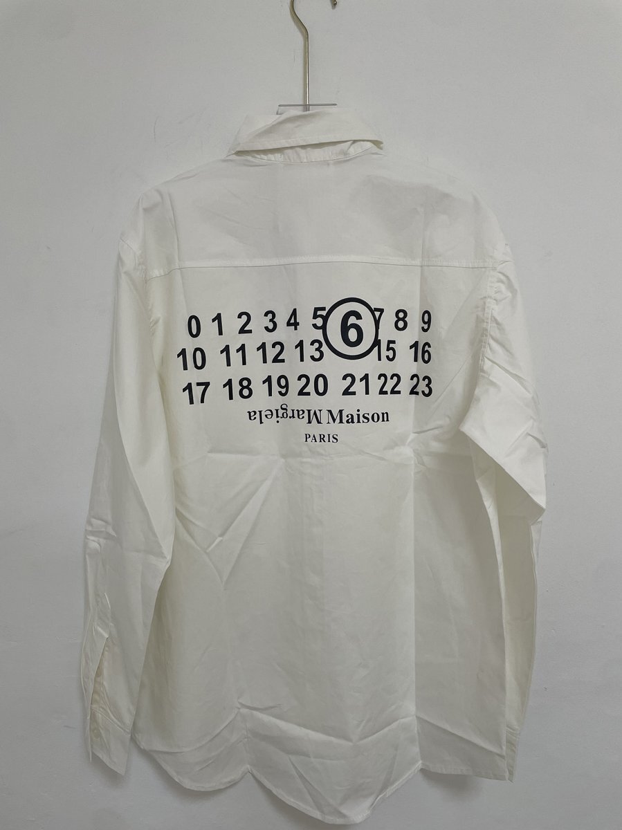 Maison Margiela メゾンマルジェラ シャツ メンズ 長袖 ロゴ ポケット 中古 希少 ホワイト Lサイズ_画像1