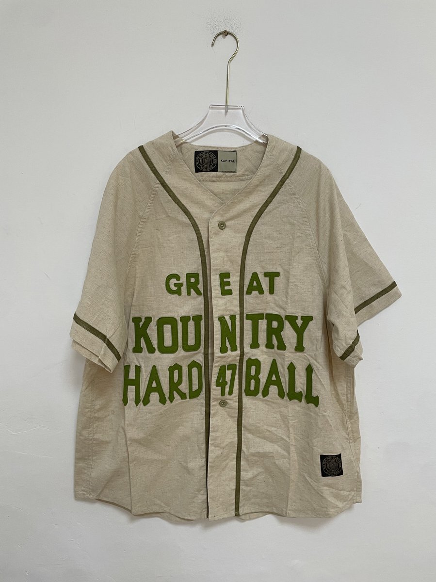 KAPITAL キャピタル inen baseball shirt リネン GREAT KOUNTRYベースボールシャツ 希少 中古 サイズ：Lの画像1