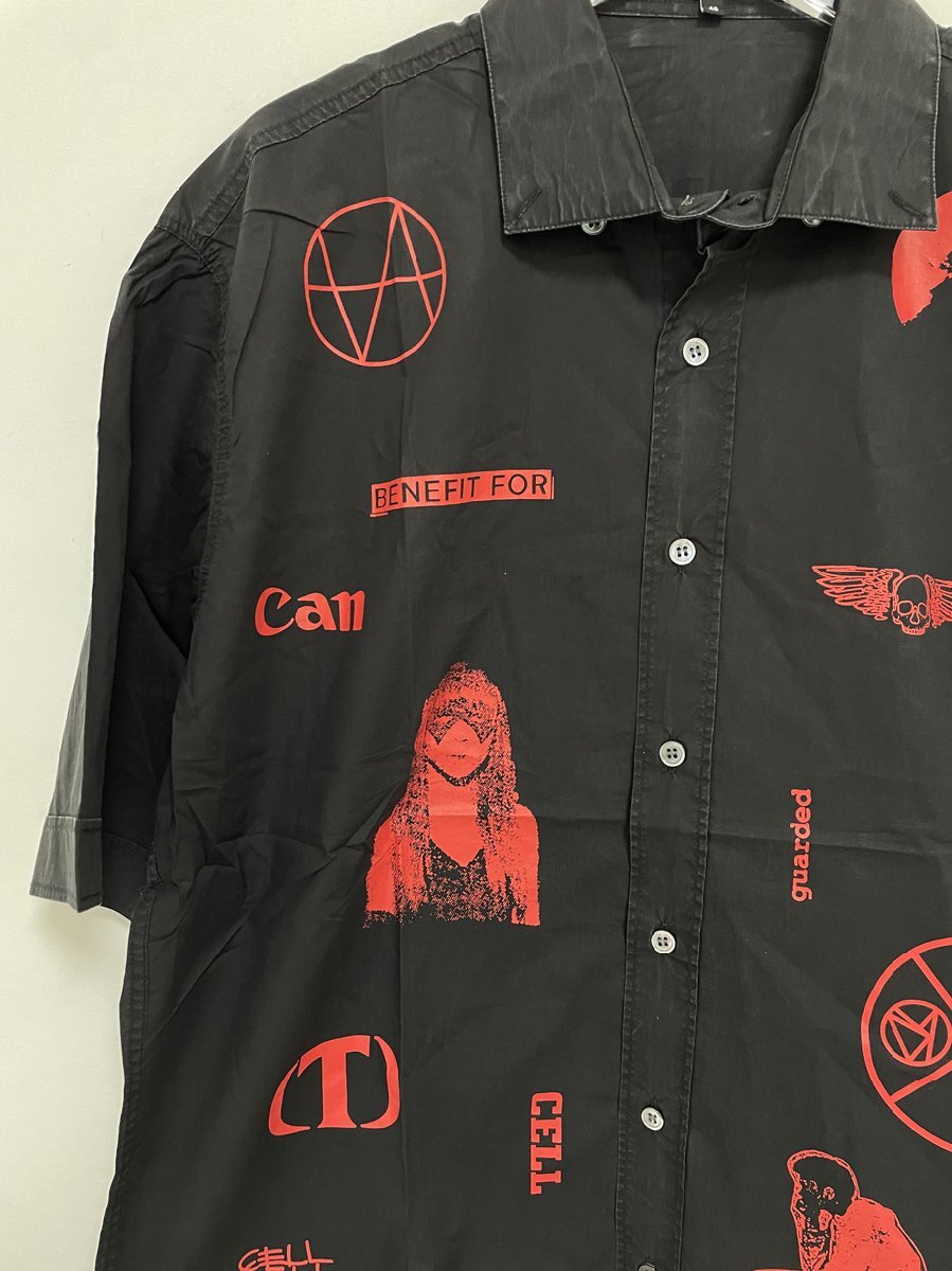 RAF SIMONS ラフシモンズ 03SSCONSUMED GRAPHIC SHIRT ARCHIVE グラフィック プリント 半袖シャツ 希少 中古 ブラック サイズ：50の画像3