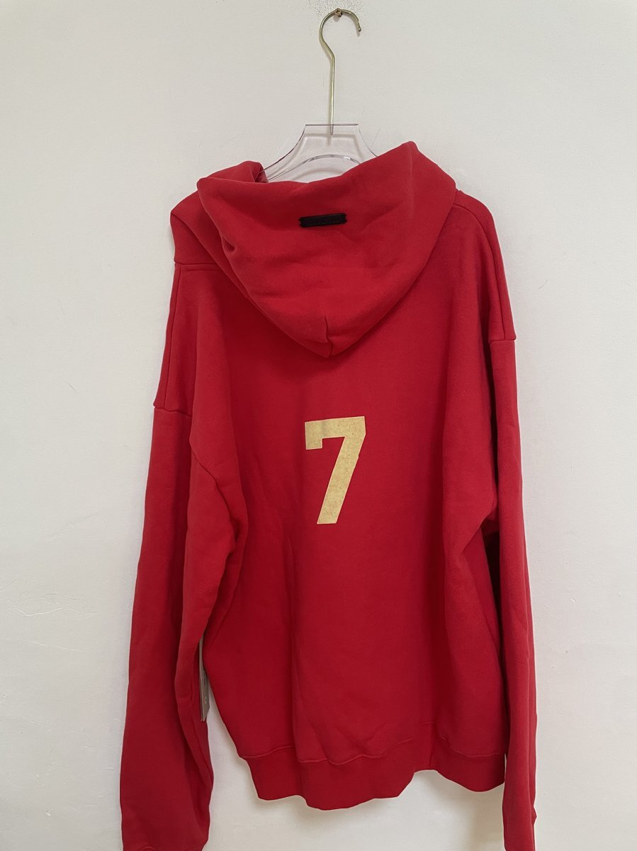 FEAR OF GOD フィアオブゴッド Red Number 7 Flocking Print Couple Hoodie Sweater上着 パーカー 希少 中古 サイズ:M_画像2