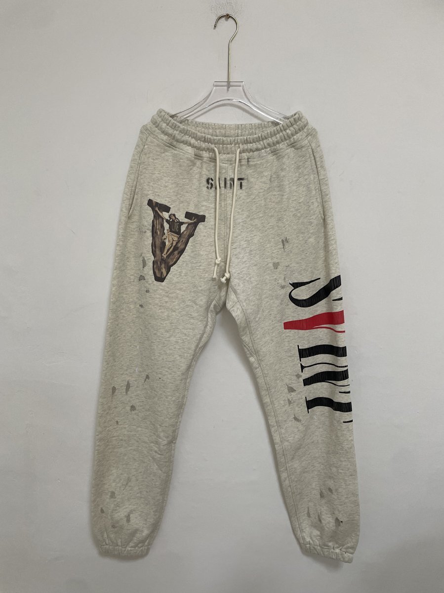 saint michael vlone 【Saint Mxxxxxxx】セントマイケルスウェットロングパンツ】 ボトムス ファッション 中古 Mサイズ_画像1