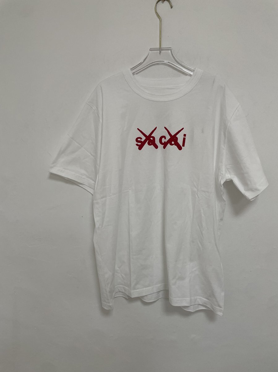 sacai (サカイ) KAWS (カウズ) コラボ プリント Tシャツ ホワイト×パープル 中古 希少 サイズ:M_画像1