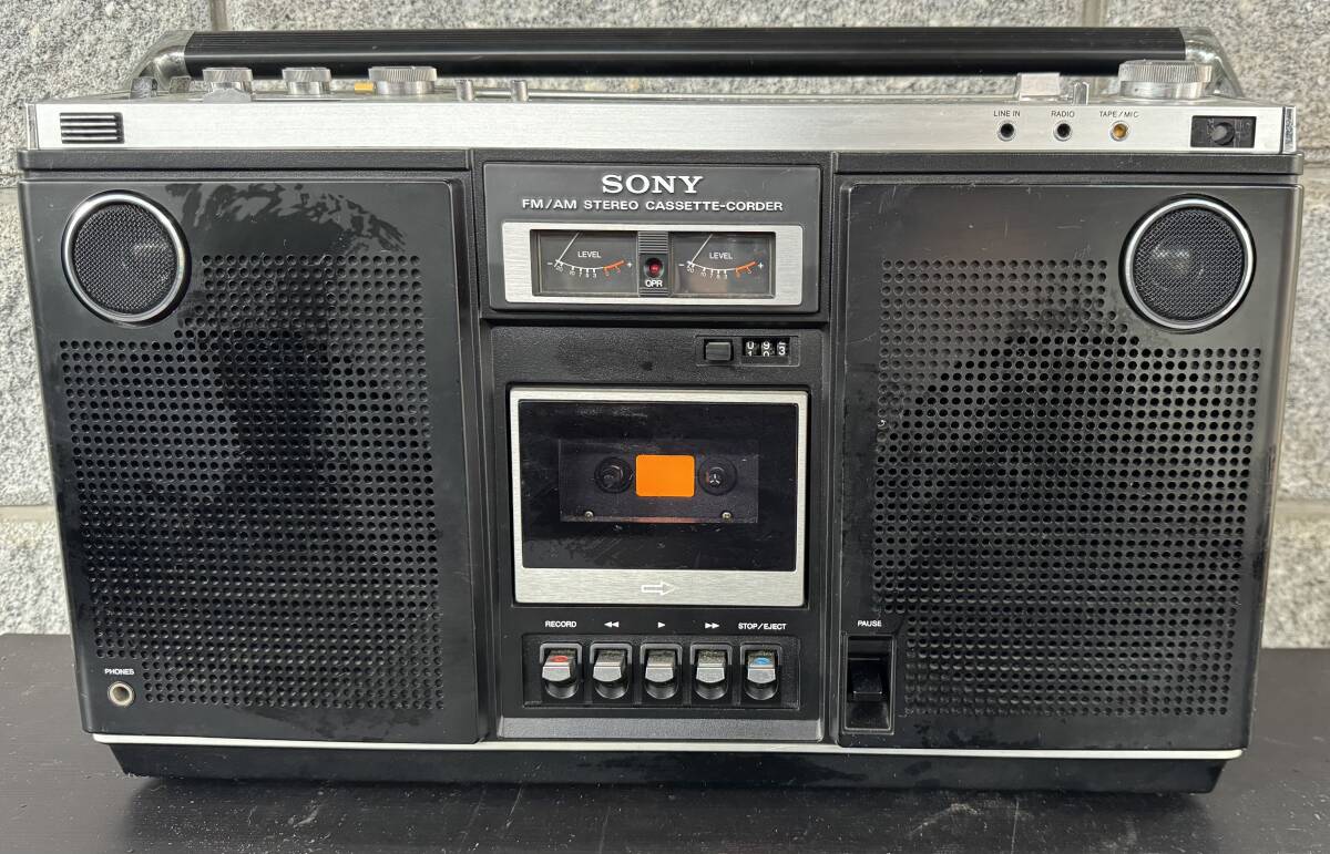 ジャンク　ラジオ試聴可能 SONY ソニー CF-6500 1977年製 ステレオカセットレコーダー ラジオ ラジカセ 当時物 昭和レトロ FM/AM_画像3