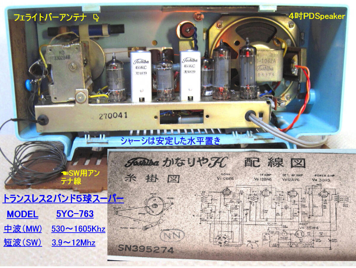 * rare * Toshiba vacuum tube radio [ considerably .K]* service completed *... sound ..... *
