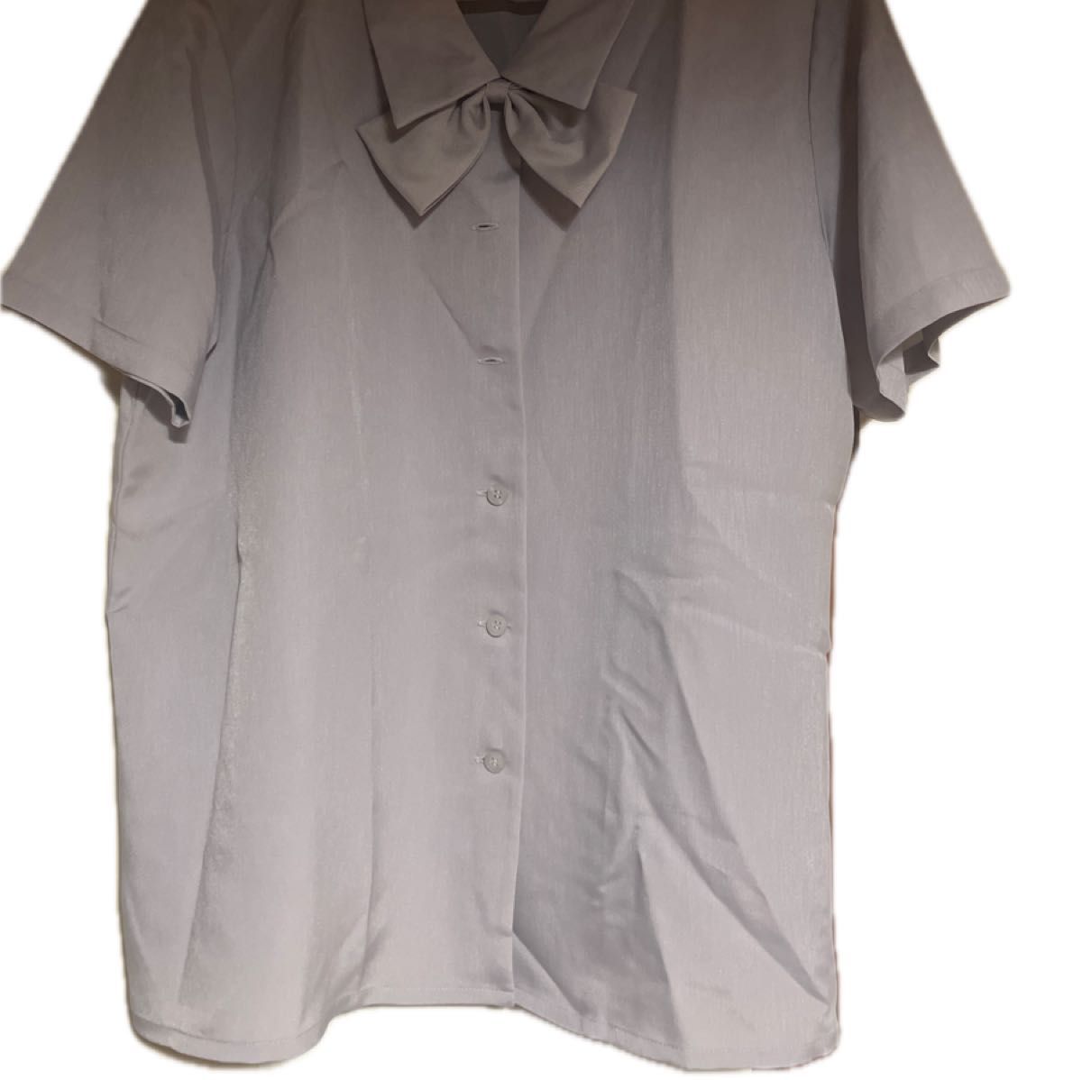 半袖シャツ 制服 L ～XL 大きいサイズ 新品 13号 リボン付き オフィスブラウス 事務服 OL制服