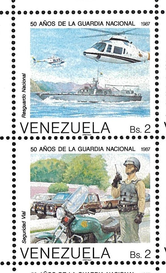 ベネズエラ 1987年 #1394(NH) ナショナル・ガード50年 / 警察 ヘリコプターあり / Cat.Val.$40.00-の画像2