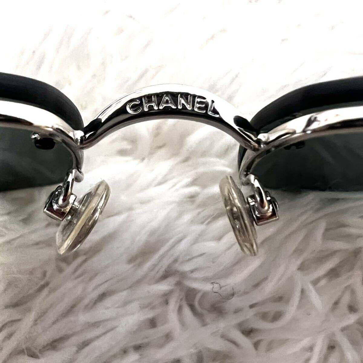 1 jpy beautiful goods Chanel CHANEL sunglasses gradation color here Mark rhinestone matelasse men's lady's glasses black 