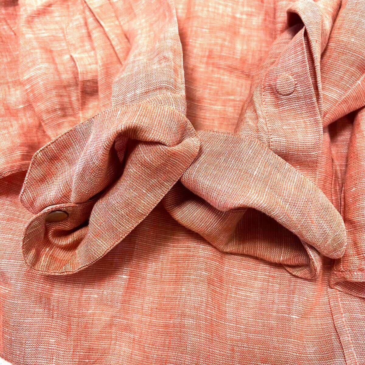 1 jpy beautiful goods Armani ko let's .-niARMANI COLLEZIONIlinen shirt Rider's double Zip jacket size L~XL orange pink 