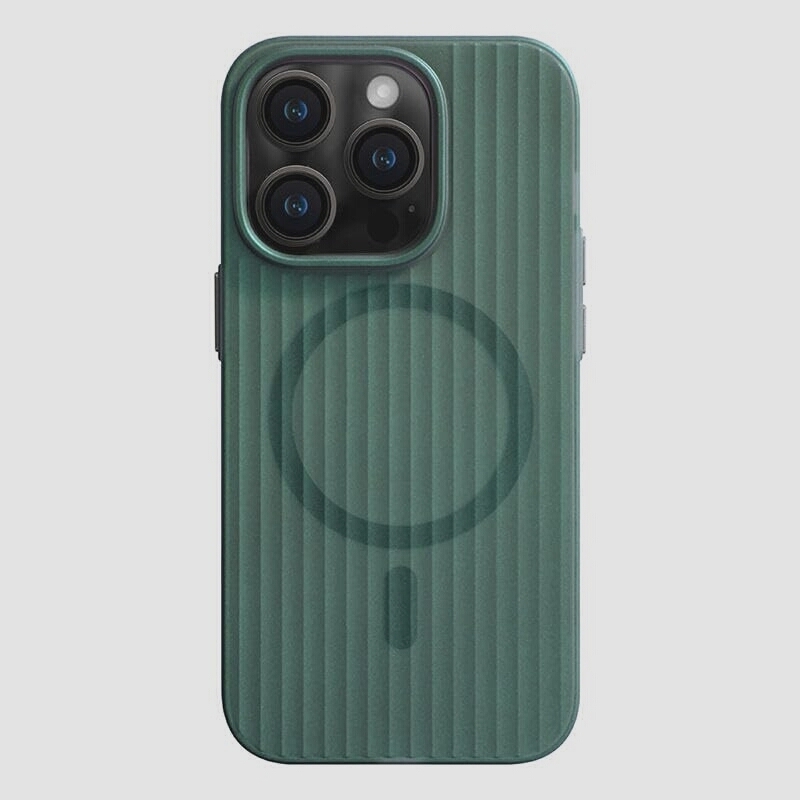 送料無料★ONUKI TOKYO iPhone15 Pro ケース 耐衝撃 MagSafe 上質 波デザイン （緑色）_画像1