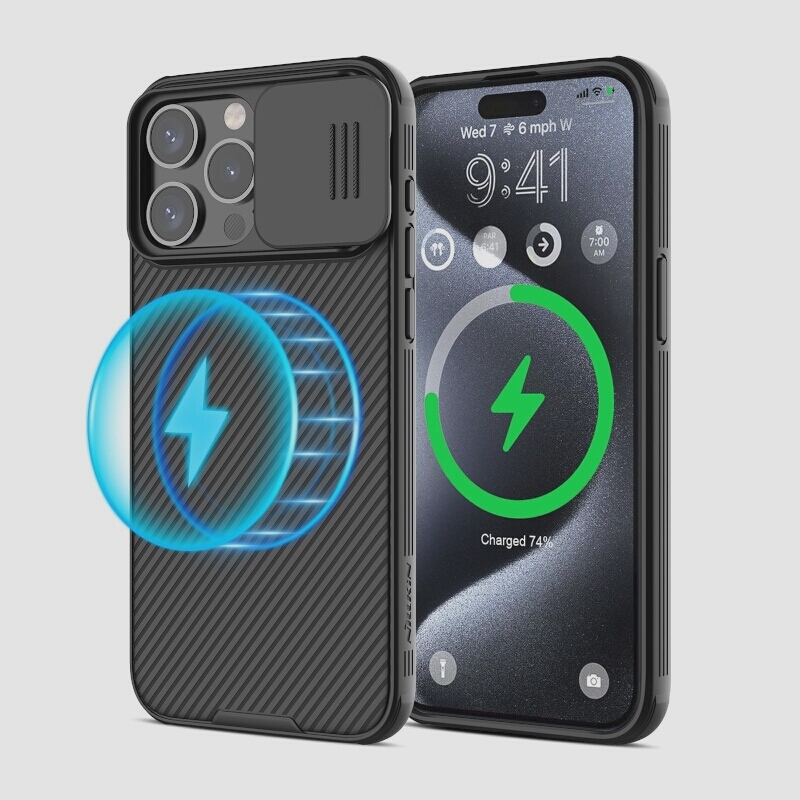 送料無料★Nillkin iPhone15 Pro ケース MagSafe対応 マグネット式 ワイヤレス充電対応(black)_画像1