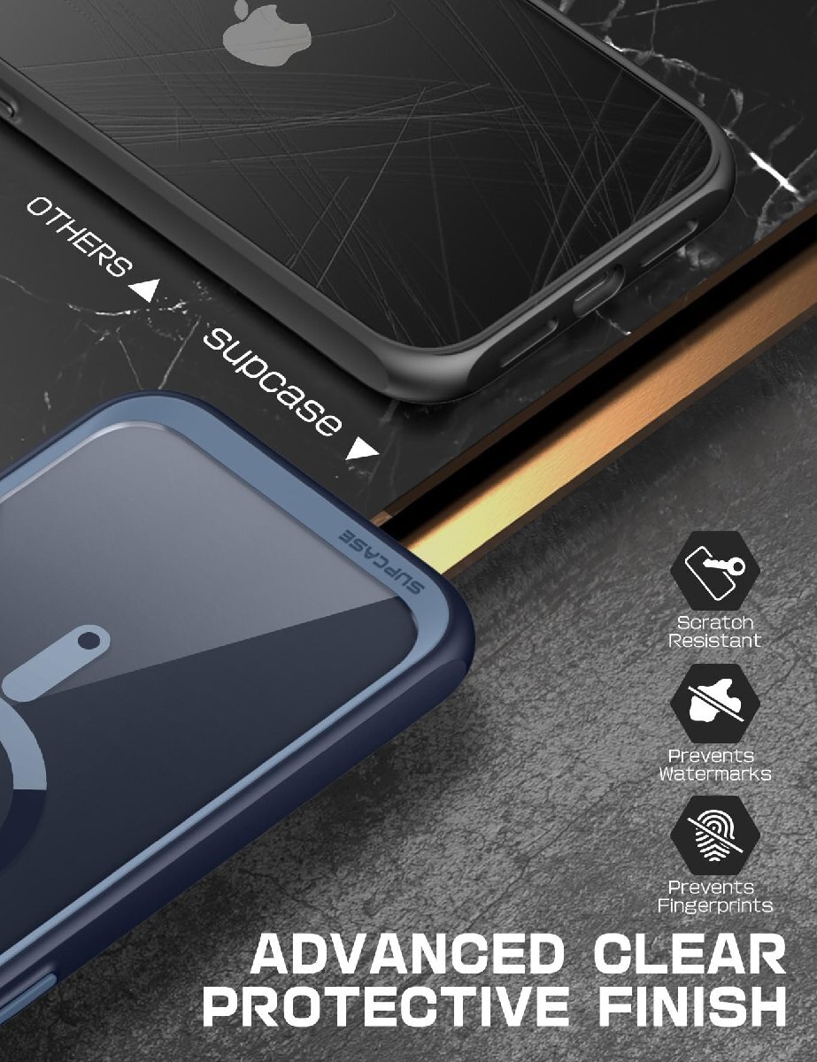 送料無料★SUPCASE iPhone 15 Pro ケース MagSafe 背面透明 ワイヤレス充電対応 (ブルー)_画像7
