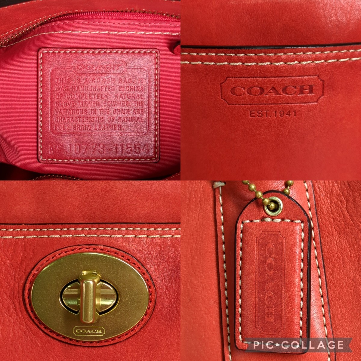 COACH コーチ レザー ハンドバッグ 2点まとめて ホワイト レッドカラー N0510の画像4