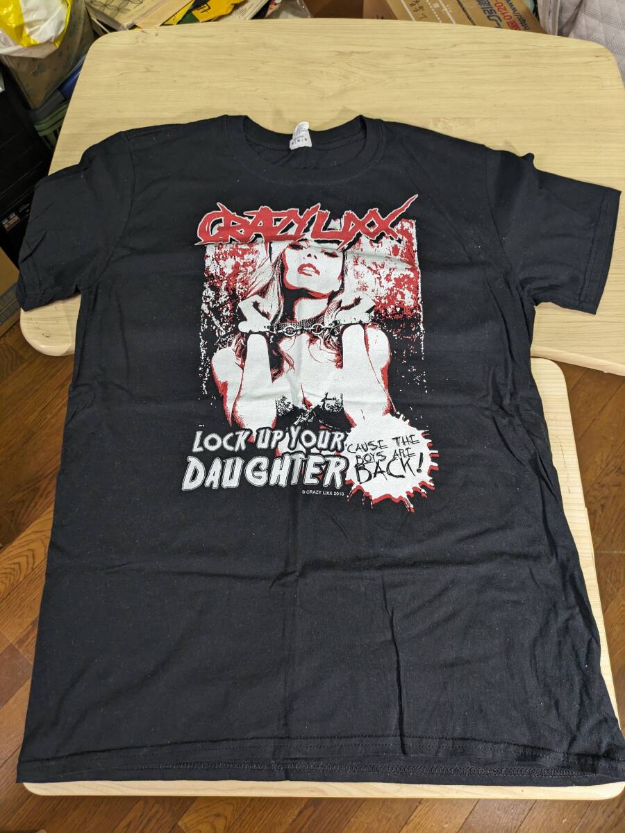 【服飾】 ビンテージ レア Tシャツ バンド 当時物? Crazy Lixx クレイジー・リックス Look up Your DAUGHTER GILDAN M 黒 半袖_画像1