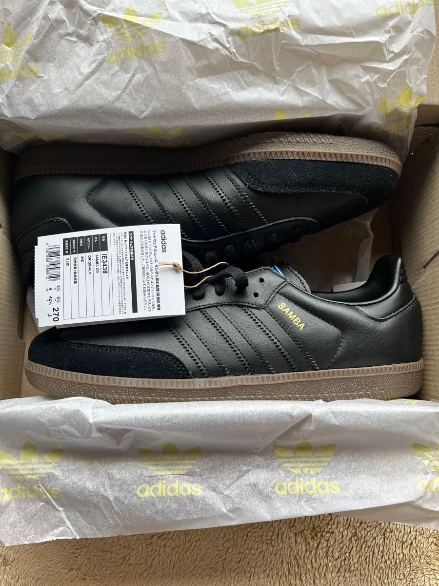 adidas Originals Samba OG "Core Black/Gum" 27cm IE3438