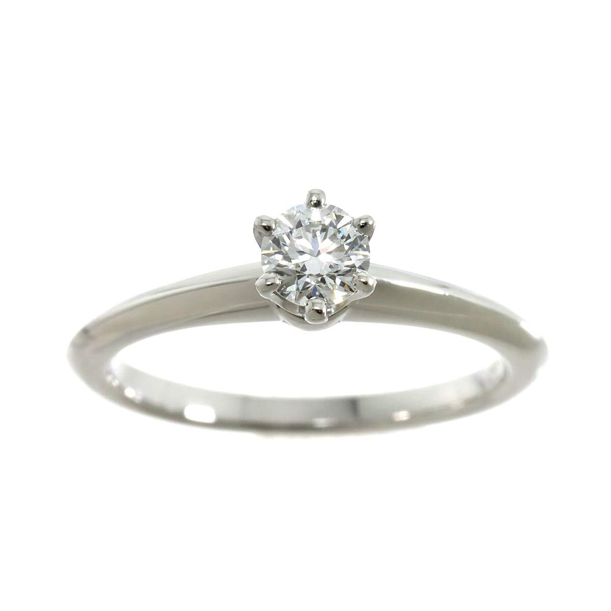 ティファニー TIFFANY&CO. ソリティア ダイヤ 0.32ct F/VVS1/EX 11号 リング Pt プラチナ Diamond Ring 【鑑定書付き】 90227692_画像2