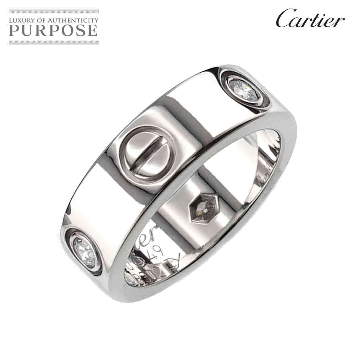 カルティエ Cartier ラブ #49 リング ハーフ ダイヤ K18 WG ホワイトゴールド 750 指輪 Love Ring 90228266_画像1