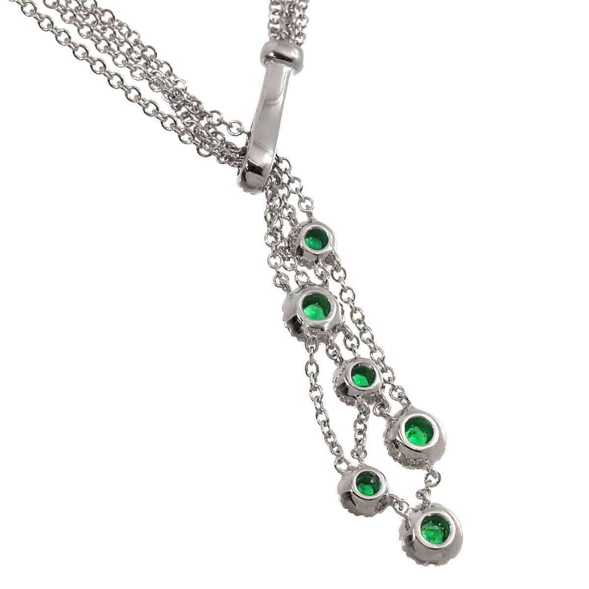 エメラルド 0.38ct ダイヤ 0.54ct K18 WG ネックレス 42cm ホワイトゴールド 750 Emerald Necklace 90231487_画像4