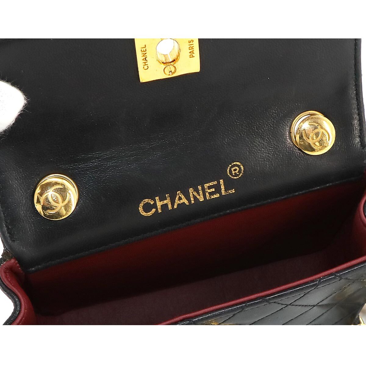 シャネル CHANEL マトラッセ ミニ チェーン ショルダー バッグ レザー ブラック ヴィンテージ ゴールド 金具 ココマーク 90231728_画像7