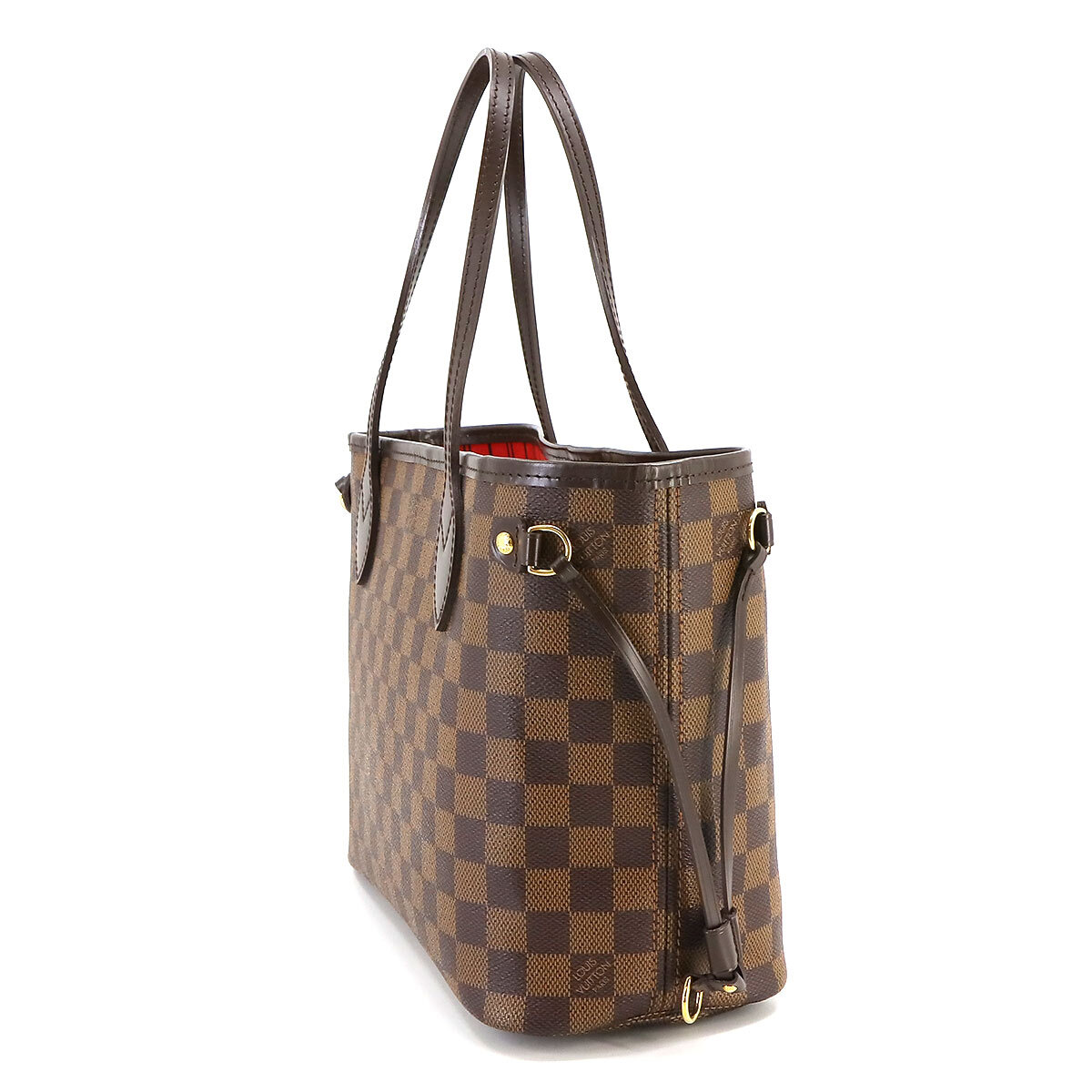 新品同様 ルイ ヴィトン LOUIS VUITTON ダミエ ネヴァーフル PM トート バッグ エベヌ N51109 ブラウン Damier Neverfull PM 90233865_画像3