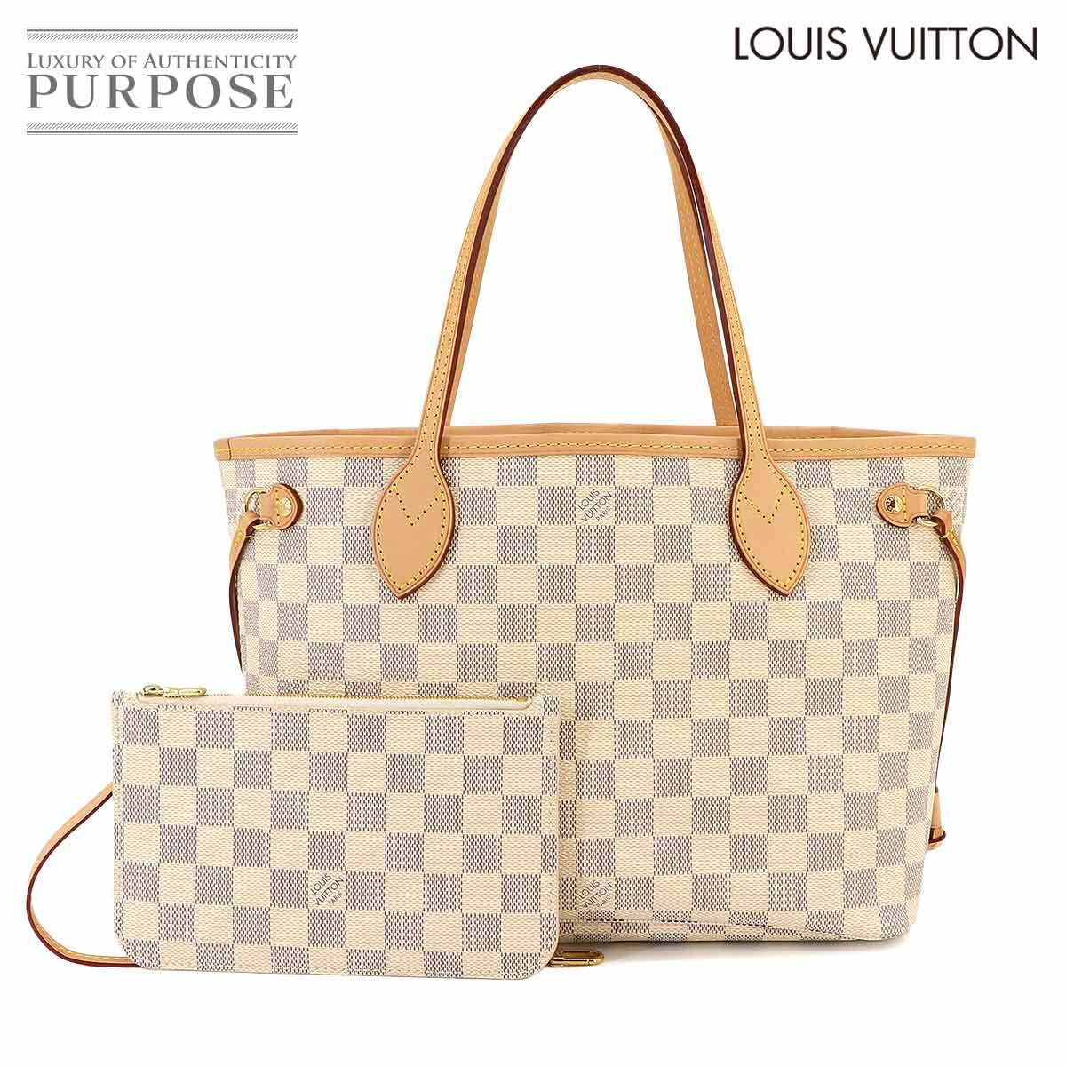 新品同様 ルイ ヴィトン LOUIS VUITTON ダミエ アズール ネヴァーフル PM トート バッグ ホワイト N41362 RFID Neverfull 90233199_画像1