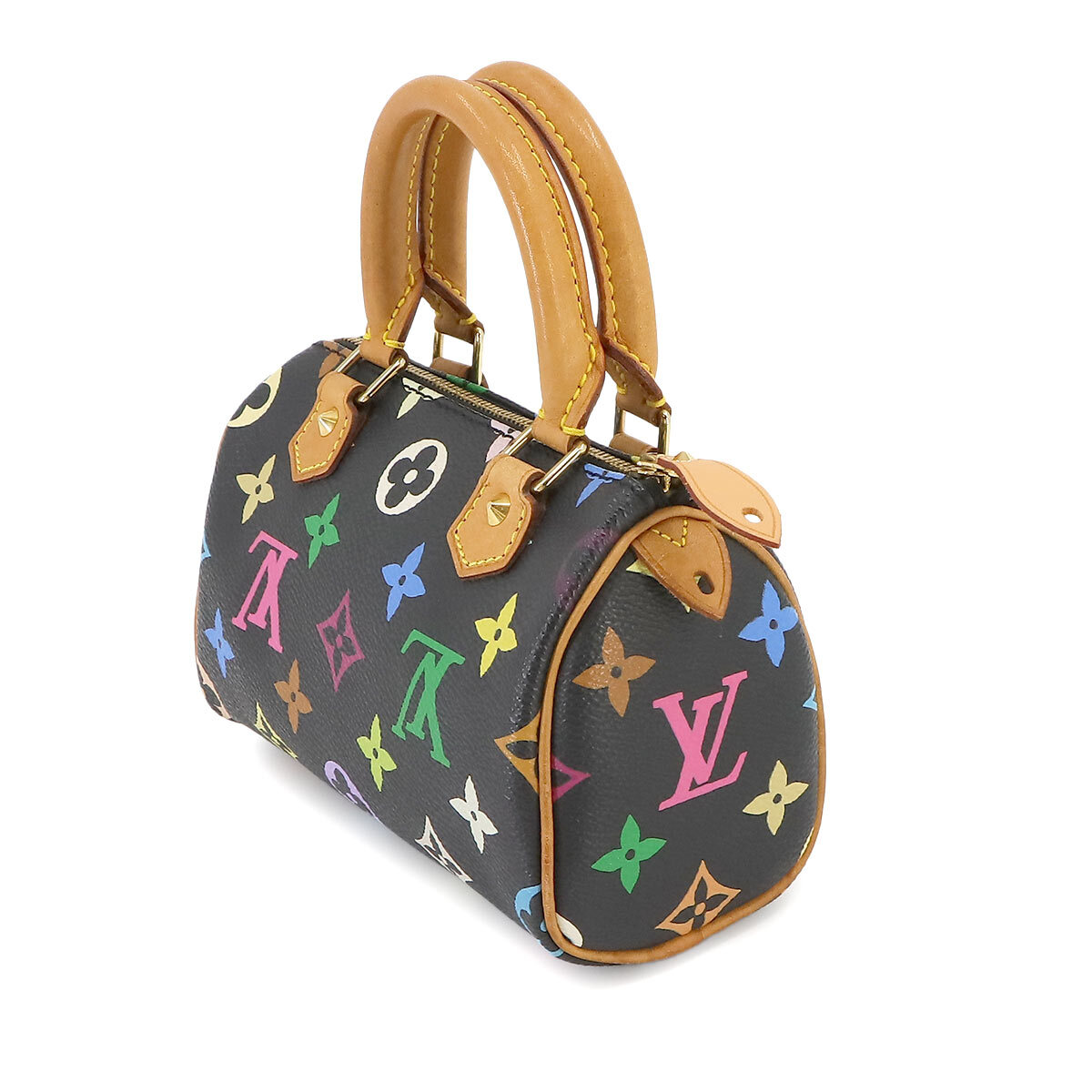 ルイ ヴィトン LOUIS VUITTON モノグラム マルチカラー ミニ スピーディ ハンド バッグ ノワール M92644 ゴールド 金具 90233781_画像3