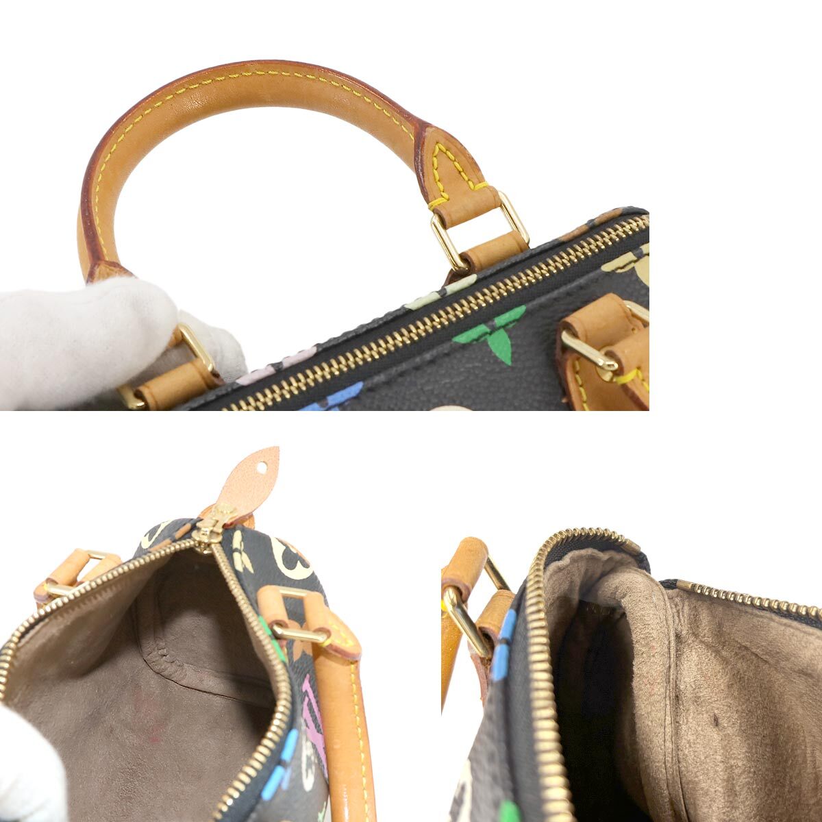 ルイ ヴィトン LOUIS VUITTON モノグラム マルチカラー ミニ スピーディ ハンド バッグ ノワール M92644 ゴールド 金具 90233781_画像8