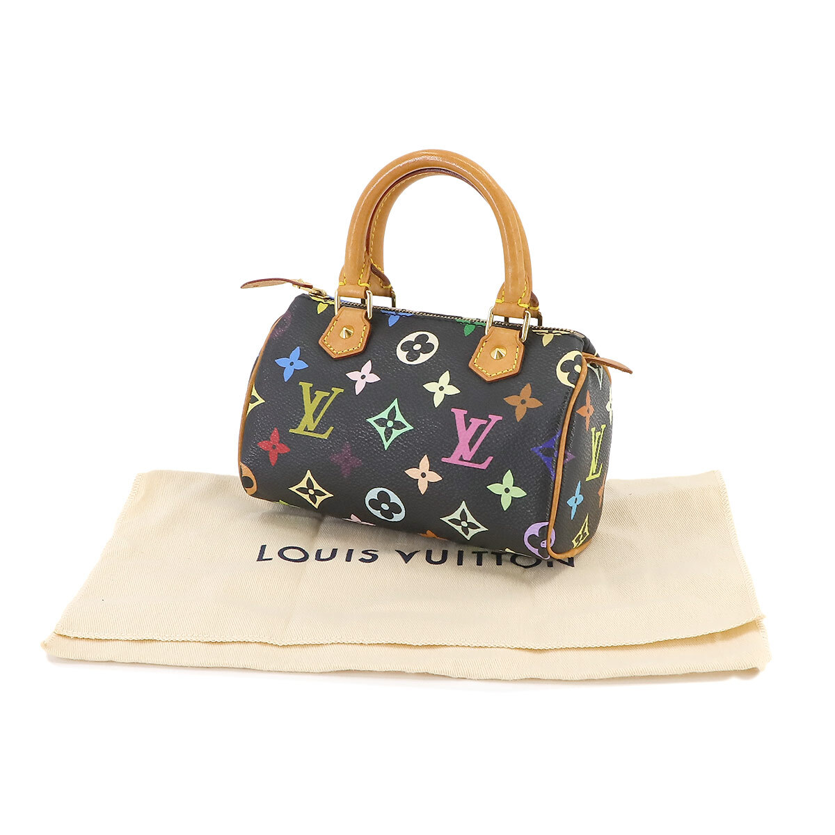 ルイ ヴィトン LOUIS VUITTON モノグラム マルチカラー ミニ スピーディ ハンド バッグ ノワール M92644 ゴールド 金具 90233781_画像9