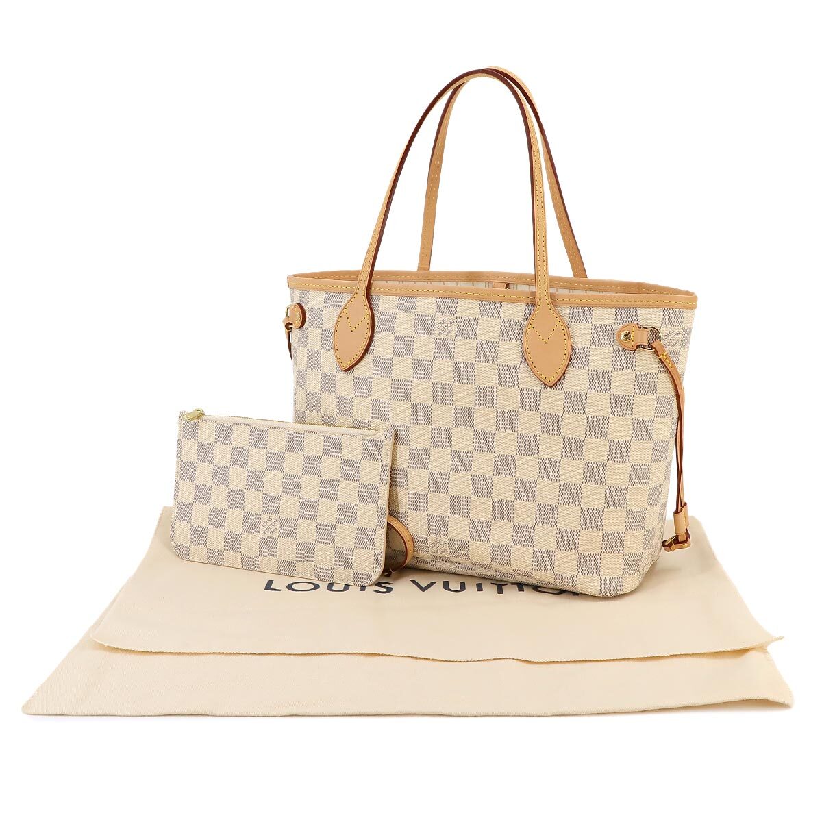 新品同様 ルイ ヴィトン LOUIS VUITTON ダミエ アズール ネヴァーフル PM トート バッグ ホワイト N41362 RFID Neverfull 90233199_画像9