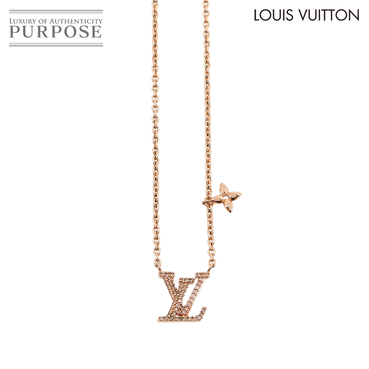  как новый Louis Vuitton LOUIS VUITTONkolieLV Aiko nik колье стразы розовое золото M00985 90232141