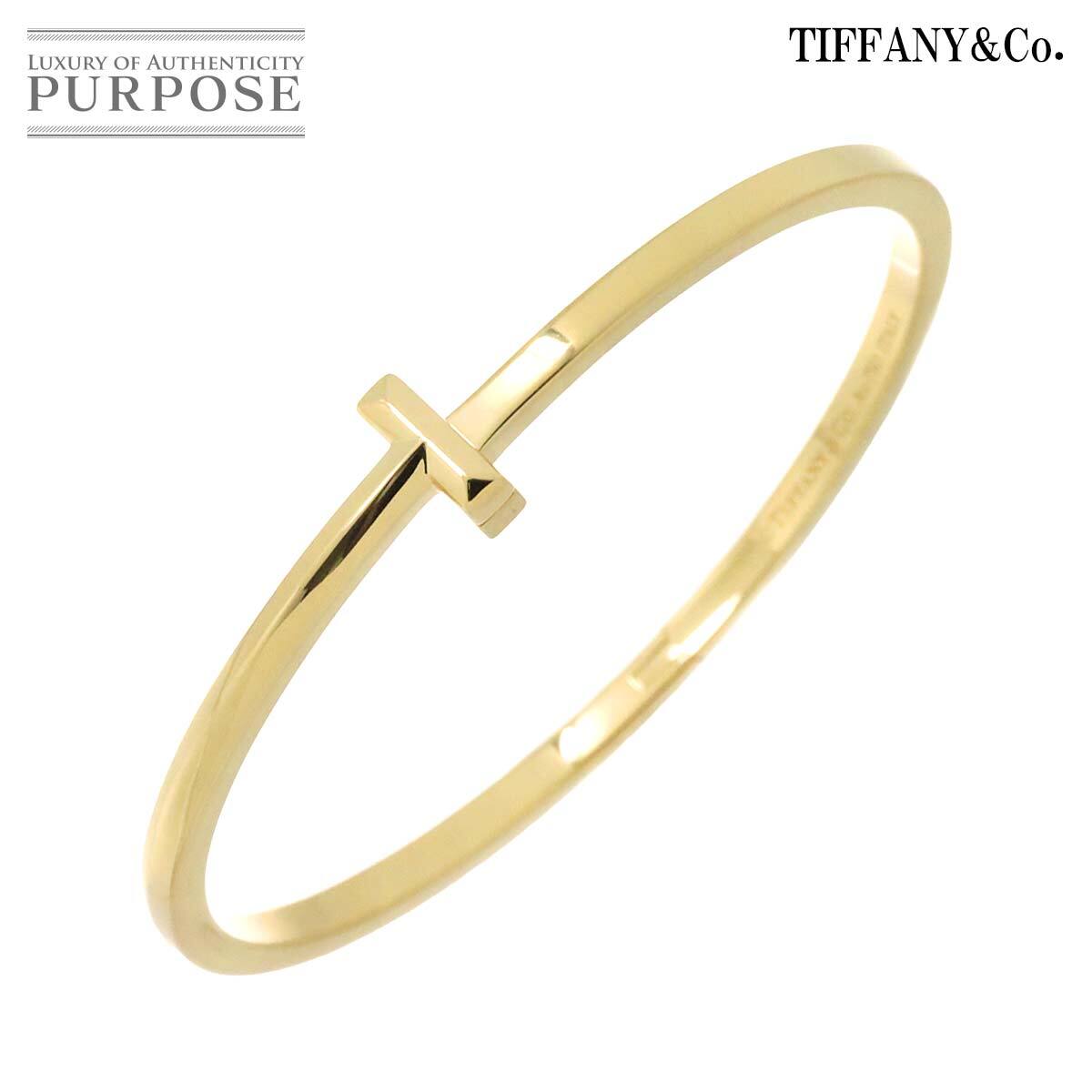 ティファニー TIFFANY&CO. Tワン ナロー バングル SM 15cm K18 YG イエローゴールド 750 ブレスレット Bracelet 90229925_画像1