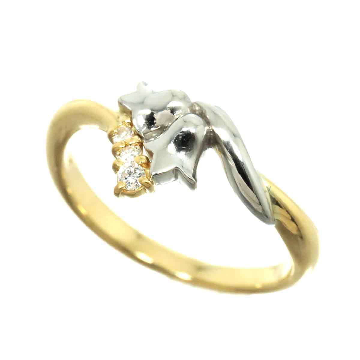 クリスチャン ディオール Christian Dior 9号 リング ダイヤ Pt K18 YG プラチナ イエローゴールド 750 指輪 Diamond Ring 90229129_画像5