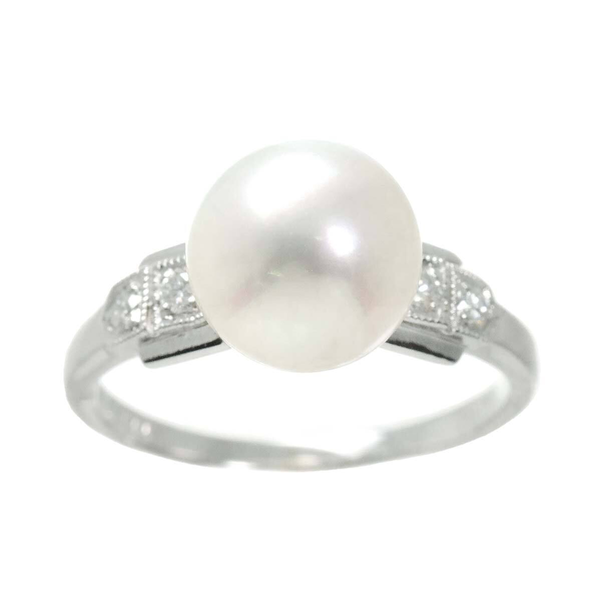  Mikimoto MIKIMOTO 9 номер кольцо Akoya жемчуг 8.7mm diamond K14 WG белое золото 585 жемчуг кольцо Akoya Pearl Ring 90228293