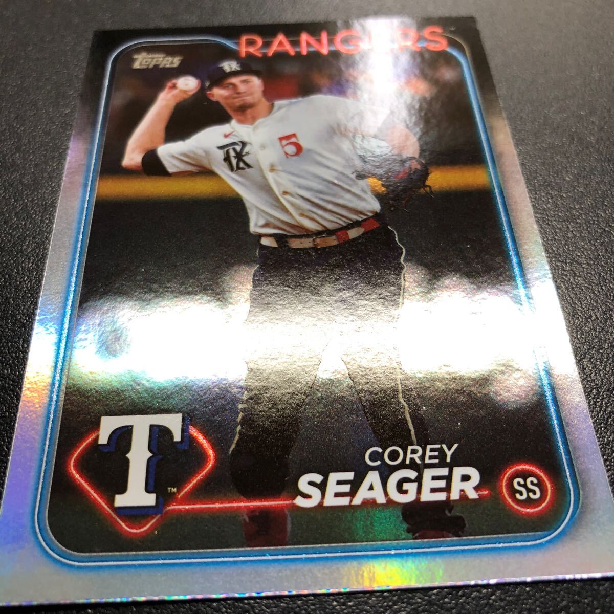 Corey Seager 2024 Topps Series 1 #150 Rainbow Foil Rangers_画像7