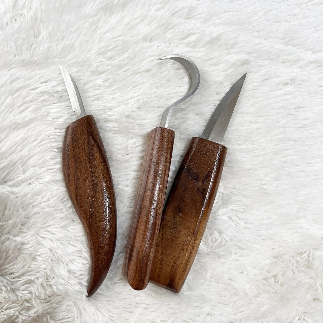 木彫り 3本セット カービングナイフ セット 木工 彫刻刀 フックナイフ 即決価格_画像8