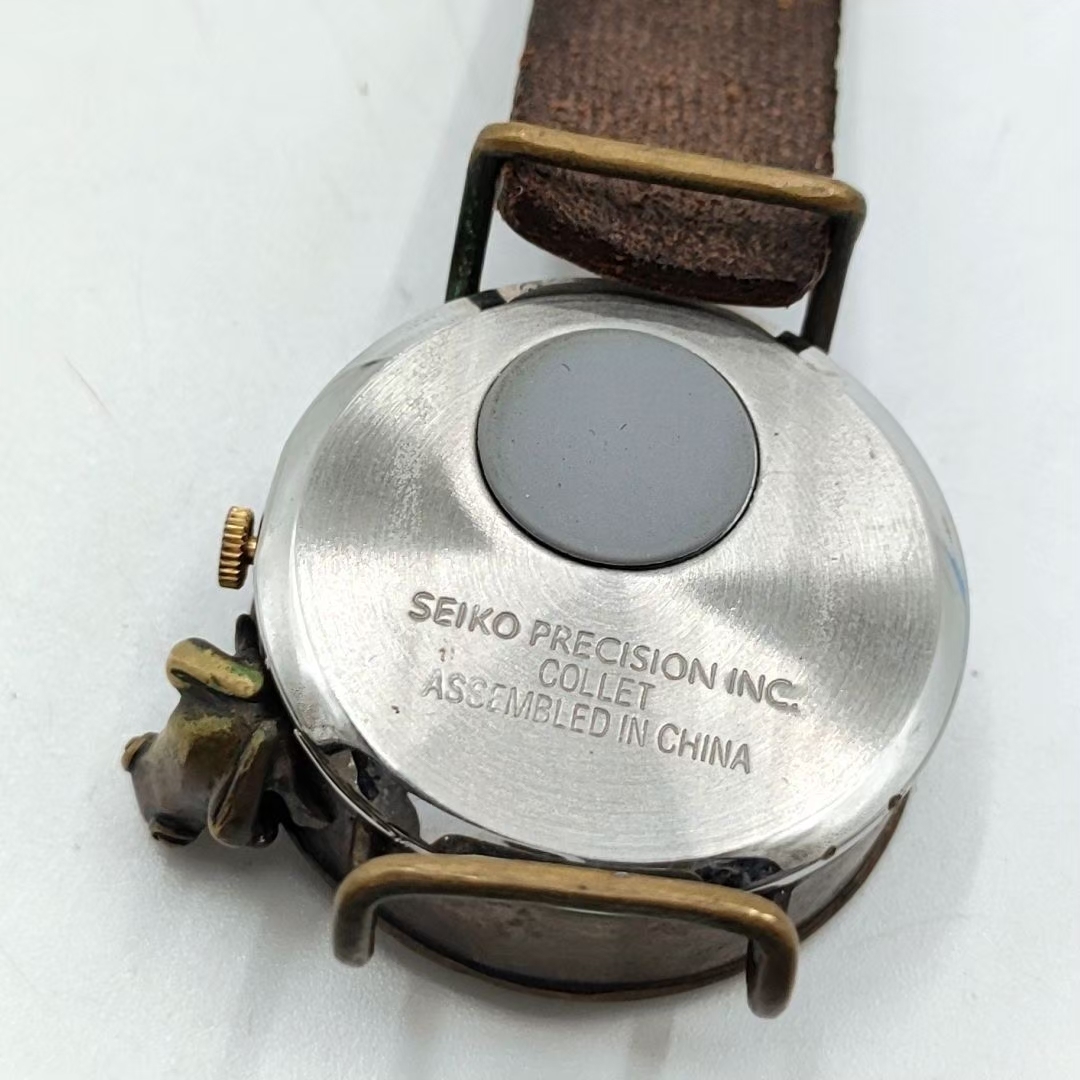 【電池切れ】カエルの時計屋さん クォーツ 腕時計 ライトブルー系 池 カエル ステンドグラス レディース