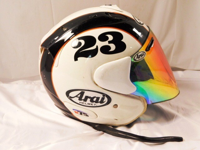 A685★Arai HELMET/バイク用ヘルメット/ジェットヘルメット/59.60CM/白オレンジ黒色系/趣味/バイク/アライ★送料870円〜_画像4