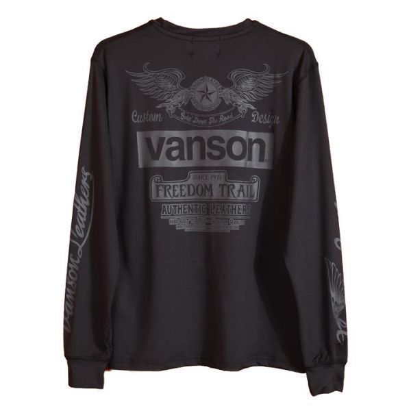 VANSON ドライ長袖Tシャツ ACVL-904 ブラック×チャコール【XXLサイズ】バンソン 当店別注 吸汗速乾 抗菌防臭 UVカット バイカー_画像5