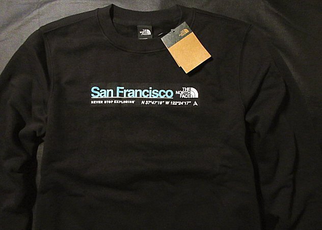 本物正規◆ノースフェイス◆トレーナー クルー スウェット CITY CREW SNFRNCSO■L■黒 /サンフランシスコ■新品 アメリカ限定/裏地起毛/H18