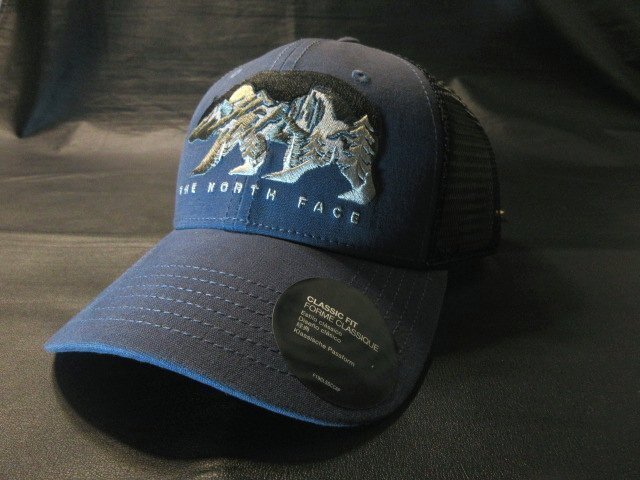 本物正規■ノースフェイス■メッシュ キャップ EMB TRUCKER ベアー■SHADY BLUE/黒■HDC アメリカ限定■新品 帽子